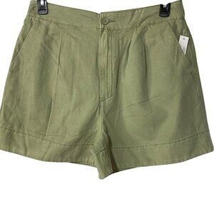 Joie$158‎  Womens High-Waisted Pleated Linen BlendShorts Cotton Blend LG NWT